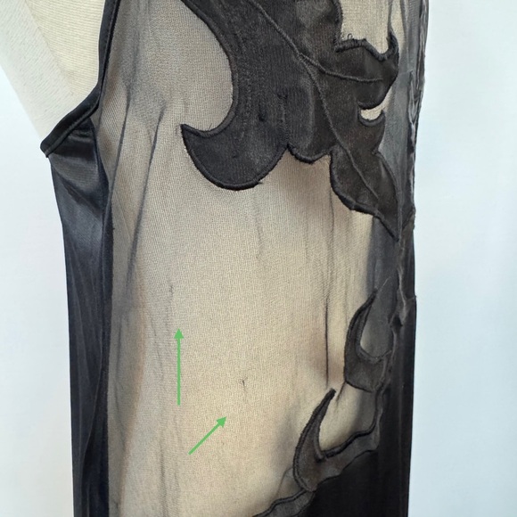 Frederick’s of Hollywood Silky Nylon Goth Black Sheer Mesh Maxi Gown Slip Dress - Picture 5 of 10